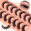 False Lashes Wispy False Eyelashes Fluffy Lashes Natural Look Cat Eye Lashes Gorgeous Soft Fake Eyelashes 7 Pairs Lashes Pack