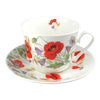 Roy Kirkham English Meadow Poppy Flower Breakfast Teacup and Saucer Set Fine Bone China