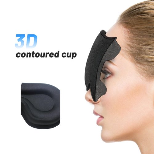 Sleep Eye Mask for Men Women, Lash Extensions 3D Sleeping Mask, Travel Blackout Night Blindfold Eye Shade Cover with Adjustable Strap (Black-3D)