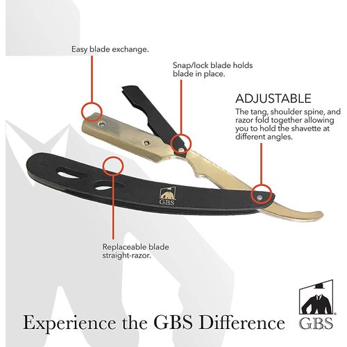 G.B.S Men’s Shaving Set, Black Shavette Barber Replaceable Blade Razor, Shaving Brush with Stand, Ceramic Shaving Mug, Natural Shaving Soap and Leather Case