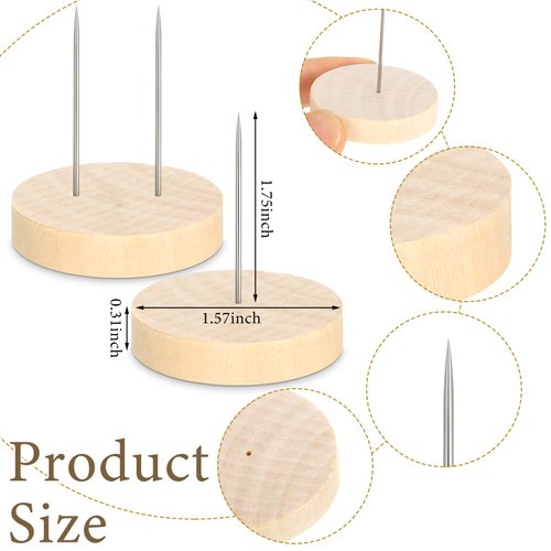 Threehoney 24 Pcs Crochet Doll Stand Wooden Knitted Doll Display Stand Single Double Steel Needle Doll Holder Felting Animal Doll Toy Wooden Base Support Action Figure Stand