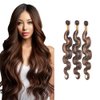 Biliisyff Piano Color P4/30 Bundles Ombre Body Wave Bundles Human Hair Bundles Brown Highlight Bundles Brazilian Remy Hair Two Tone Brown Mixed With Dark Brown Bundles for Black Women(20 22 24 inch)