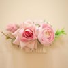 Fangsen Wedding Bridal Pink Flower Hair Comb Clips Wedding Floral Headpiece Hair Accessories