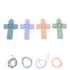 Hztyyier 4PCS Baby Teether Easy to Grip Cross Shape Colorful Infant Chew with Silicone Lanyard for Boy Girl Newborn Gift Soothing Toys