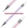 2 Pieces Rhinestone Picker Dotting Pen, Dual-ended Rhinestone Gems Crystals Studs Picker Wax Pencil Pen Crystal Beads Handle Manicure Nail Art DIY Decoration Tool (Pink Purple)