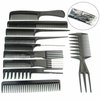 Banfluxion 10 Piece Black Professional Salon Hair Styling Barber Combs Kit Hair Barber Comb Set Plastic Fine and Wide Tooth Hair Combs for Hairdressing Stores and Styling Stores