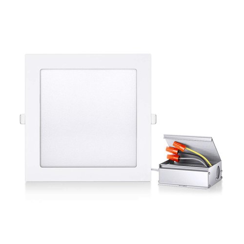 Gianor 8 inch 18W Ultra Thin Square Recessed Light with J-Box, 6000K Daylight, 150W Equivalent, No-Dimmable Ceiling Light