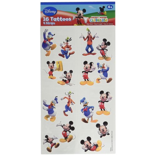 Disney© Mickey Mouse Birthday Party Temporary Tattoos Favour, Pack Of 16, Multi , 2" X 2", Paper
