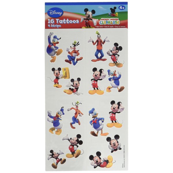 Disney© Mickey Mouse Birthday Party Temporary Tattoos Favour, Pack Of 16, Multi , 2" X 2", Paper