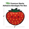 GAMAGO Strawberry Bandages for Kids & Kidults - Set of 18 Individually Wrapped Self Adhesive Bandages - Sterile, Latex-Free & Easily Removable - Funny Gift & First Aid Addition