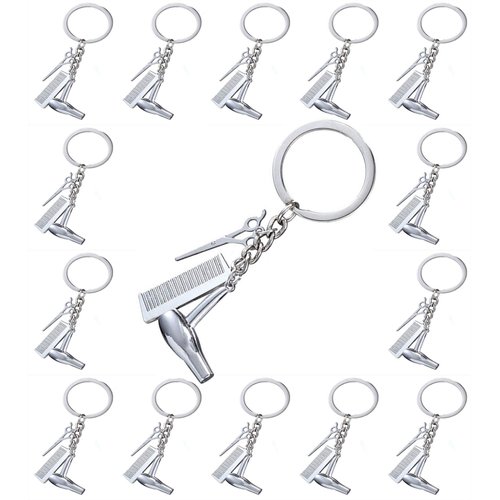 PHAETON 20PCS Hairdresser Hair Dryer,Scissor,Comb Charm Pendant Keychain Keyring,Perfect for Salo...