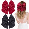 VOBOBE 2PCS Big Hair Bows for Women Girls, Black Red Satin Hair Bow Hair Clips Hair Accessories Barrettes for Adult Girls (Black+Red)
