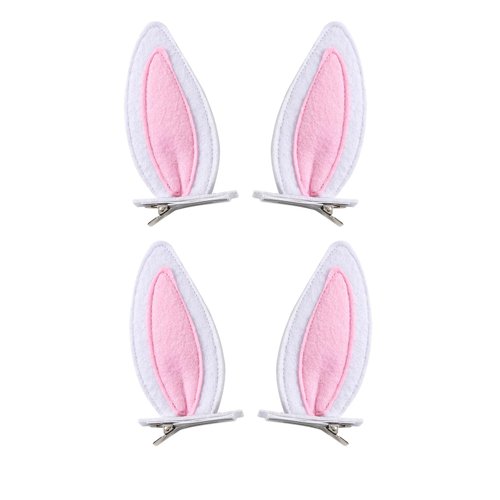 4PCS Bunny Ears Hair Clips 4 Inch Women Halloween Easter Rabbit Costume Accessories Party Supplies White