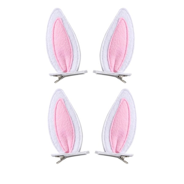 4PCS Bunny Ears Hair Clips 4 Inch Women Halloween Easter Rabbit Costume Accessories Party Supplies White