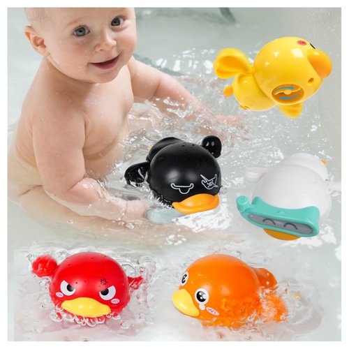 Floating Wind Up Mold Free Bath Toys - 5Pcs Cute Swimming Duck Bathtub Toys,No Holes Water & Pool Toys for Toddlers Kids Baby Ages 3-5,Perfect Bathroom Toys Gift for Boys & Girls