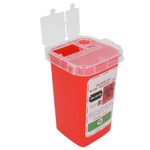 Disposal Blade Container, Strong Sealing Shaving Knife Blade Disposal Collect Box Safety Razor Case for Men Barbershop Hair Salon(Red)