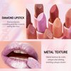 HOSAILY Metallic Nude Pink Lipstick Long Lasting, High Shine Glitter Diamond Creamy Lipstick Transfer Proof,Shimmer High Impact Lip Color Full Coverage Non Stick Cup Lightweight Lip Makeup for Women#1