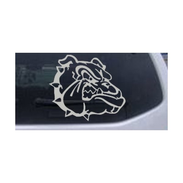 Silver 10in X 8.7in - Bulldog (Growl) Car Window Wall Laptop Decal Sticker
