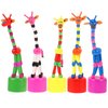 STOBOK 5Pcs Wooden Giraffe Figurine Toy Dancing Rocking Giraffe Finger Puppets Push Up Toys for Boys Kids Girls (Random Style)