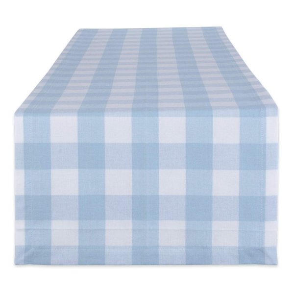 DII Buffalo Check Collection, Classic Farmhouse Table Runner, 14x108, Light Blue & White