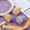 HINZIC 3PCS 1.77Inch Rhinestone Crystal Bling Hair Claw Clips Small Metal Shark Pearl Hair Barrettes High Ponytail Buckle Holder for Women Party Prom(Gold, Silver)