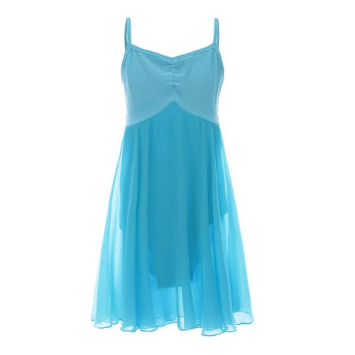 ORIDOOR Girls' Camisole Leotard Ballet Dance Dress Ballerina Costumes (Blue, Tag 140 - Age 8-9)