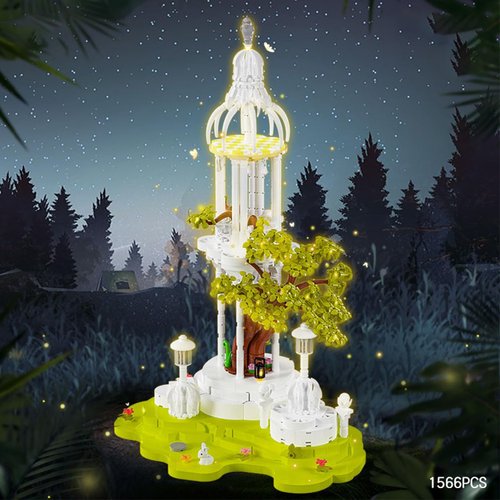 BDYDT Architecture Ancient Tree White Pavilion Micro Mini Building Blocks Set（1566PCS） - Architectural Model Toys Gifts for Kid and Adult