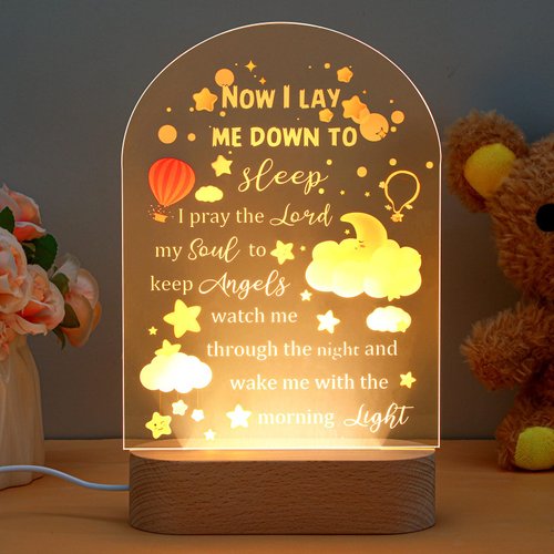 Tujoe Baptism Gifts for Girl Boy Acrylic Night Light Gift for Kids Baby Gifts Keepsake Baby Shower Gifts Acrylic Plaque Light for Girl Boy Baby Shower Gifts