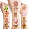 100 PCS Funny Pink Gingerbread Temporary Tattoos Sticker Birthday Gingerbread Man House Cookie Candy Christmas Party Decorations Supplies Favors Boys Girl Cute Fake Tattoo School Reward Themed Winter