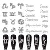 XEAOHESY 24 Pieces Silver Alloy Zodiac Nail Charms 12pcs Zodiac Signs Nail Studs 12pcs Constellation Words Charms Twelve Constellation Nail Charms for Women Girls Nail Art Decoration