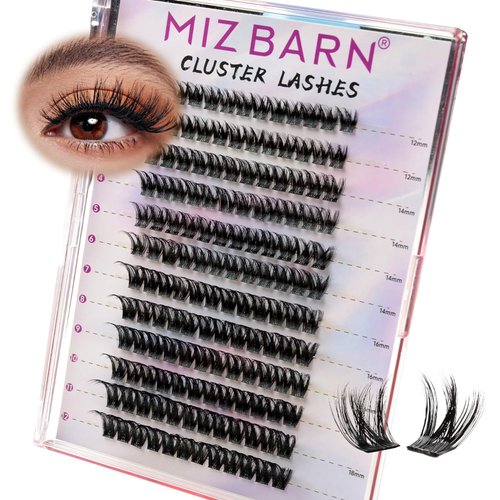 MIZ BARN Lash Clusters 144pcs Lash Extension D Curl Eyelash Clusters, 12-18mm individual Lashes F...