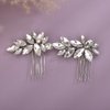 Teyglen Rhinestone Wedding Hair Comb Silver Crystal Headpiece for Bride Wedding Crystal Hair Side Comb Bridal Crystal Hair Piece Rhinestone Hair Accessories for Women Girls (Silver)