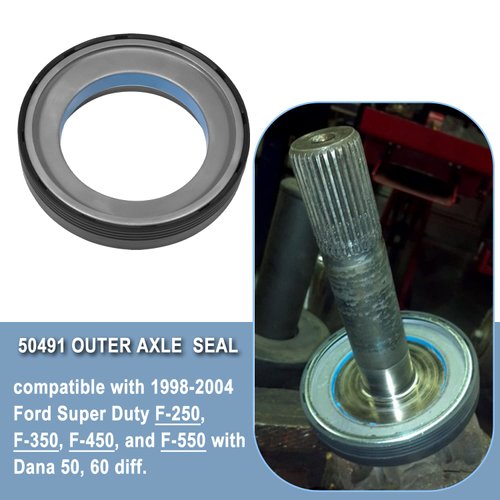 50491 Outer Axle Shaft Seal Fit For 1998 1999 2000 2001 2002 2003 2004 Ford Super Duty Excursion F250 F350 F450 F550 With Dana 50 60 Front Diff, Replace 50491, 28600, 710493 Axle Shaft Seal
