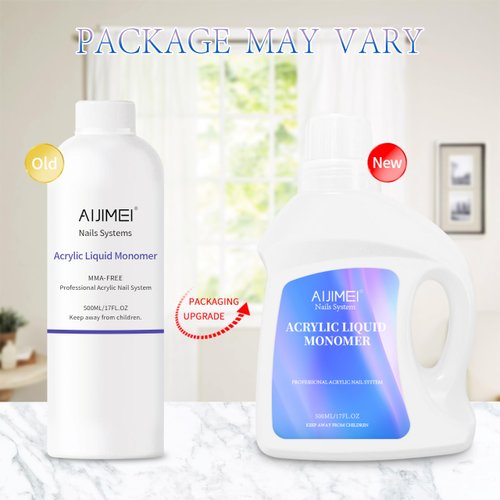 AIJIMEI Acrylic Monomer Acrylic Liquid 17OZ Acrylic Liquid Monomer 500ml For Acrylic Powder Acrylic Nail Liquid Monomer For Acrylic Nails Acrylic For Nails Powders & Liquids（Package May Vary)