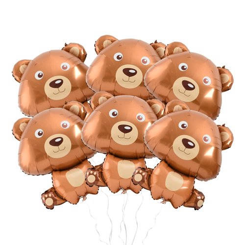 VYNYJOAN Bear Balloons Foil Animal Balloons 24x32 Inch for Birthday, Baby Shower, Theme Party Supplies, 6pcs