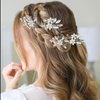 4 PCS Flower Hair Piece Bride Wedding Pearl Hair Pins Wedding U-shape Hairpins Hair Jewelry for Braids Accessories Silver Hair Accessories for Bride Women Girls Bridesmaids (Silver)