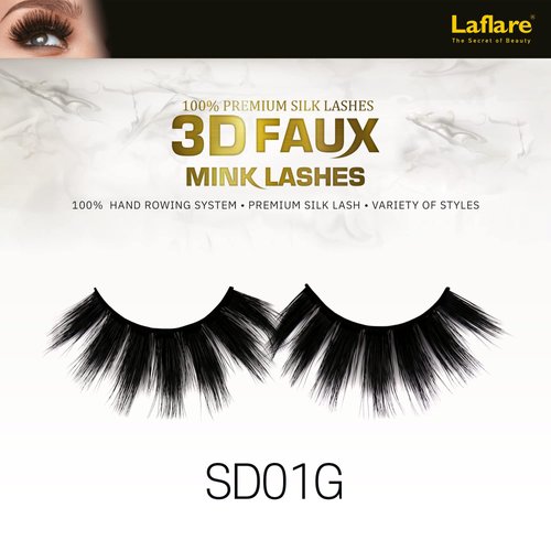Laflare Silk Lashes 3D FAUX MINK Eyelashes, Light, Reusable, Handmade, Natural Looking, Professional Easy to Apply Eyelashes in a Knitted Style1-3 PACKS BUNDLE SPECIAL (3, SD01G)