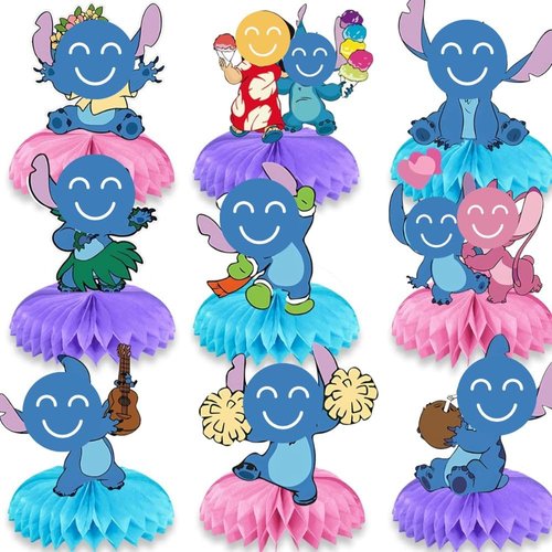 9PCS Cartoon Honeycomb Centerpieces for Decorations 3D Cartoon Centerpieces for Tables Decoration...