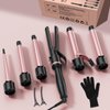 Wand Curling Iron Set, SEIPIKOL 6 in 1 Hair Straightener and Curler, 3/4 to 1 1/2 inch Ceramic Barrel Hair Curlers, Auto Off, Dual Voltage Hair Styling Hot Tools, Curling Wave Wand with Flat Iron
