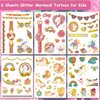 CHARLENT 65 Glitter Styles Temporary Tattoos for Girls Party Supplies - 6 Sheets Glitter Tattoos for Girls Birthday Party Favors Goodie Bag Fillers