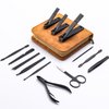 FAMILIFE Manicure Set, Professional Manicure Kit Nail Clipper Set Stainless Steel Pedicure Tools Kit Portable Grooming Kit with Leather Travel Case for Women Girl Men (Brown)