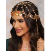 Aukmla Sequin Head Chain Gold 1920s Headpiece Cap Roaring 20s Festival Costume Headband Hair Chains for Women and Girls