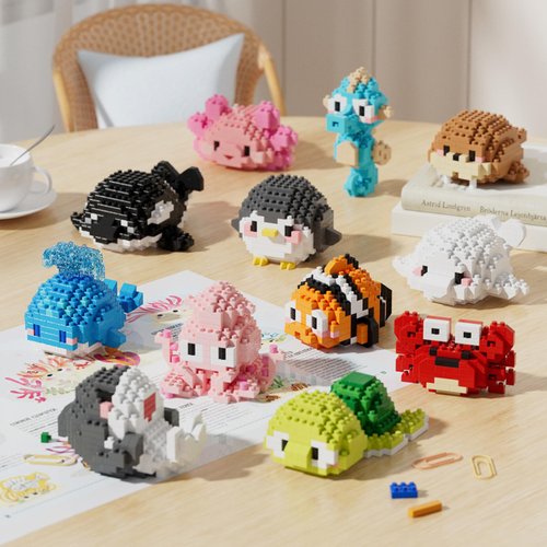 ALITTDRE Marine Animals Building Blocks Sets Mini Building Blocks Ocean Animal Sea Creatures Building Blocks Set Mini Building Blocks Toys STEM Gifts for Kids Adult(White Whale)