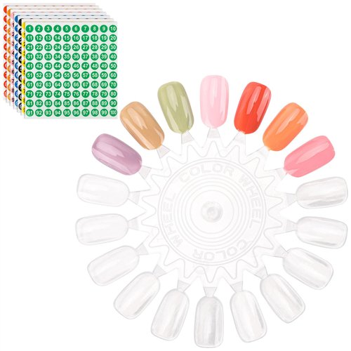 Tbestmax 720 Pcs Nail Color Swatches, Clear Nail Polish Color Sample Swatch with Number Stickers,...