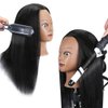Armmu Mannequin Head with 100% Real Hair, 18" Hairdresser Cosmetology Mannequin Manikin Training Practice Doll Head with Free Clamp and 9 Tools for Hairstyling - Black