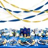NICROLANDEE Navy Blue Party Decorations - 6 Rolls Navy Blue Gold Ivory Crepe Paper Streamers Tassels Paper for Graduation Party Bridal Shower Wedding Birthday Supplies