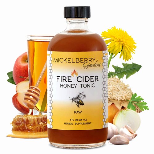 Mickelberry Gardens Fire Cider Apple Cider Vinegar Honey Tonic with Organic Turmeric Root, Ginger Root & Dandelion - Natural Digestion & Immune Support (8 Ounces)