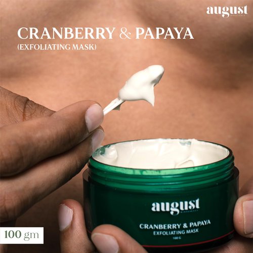 August Bioscience Natural Clay Mask with Cranberry & Papaya - 100g | Deep Pore Cleansing, Hydrates & Tightens Skin | Natural Exfoliator | Removes Excess Oil & Dead Skin | Improves Skin Barrier