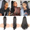 Matthia Long Ponytail Curly Hair Extensions Drawstring Ponytail for Black Women, 18inch Clip in Ponytails Hair Extensions Flipped ends Ponytail Hair Pieces for Women Fake Ponytail (1B#)