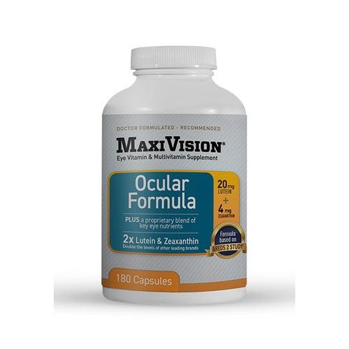 MaxiVision® Ocular Formula - AREDS2 - Eye Vitamins & Multivitamin - Lutein and Zeaxanthin (180 Capsules, 1 Bottle)